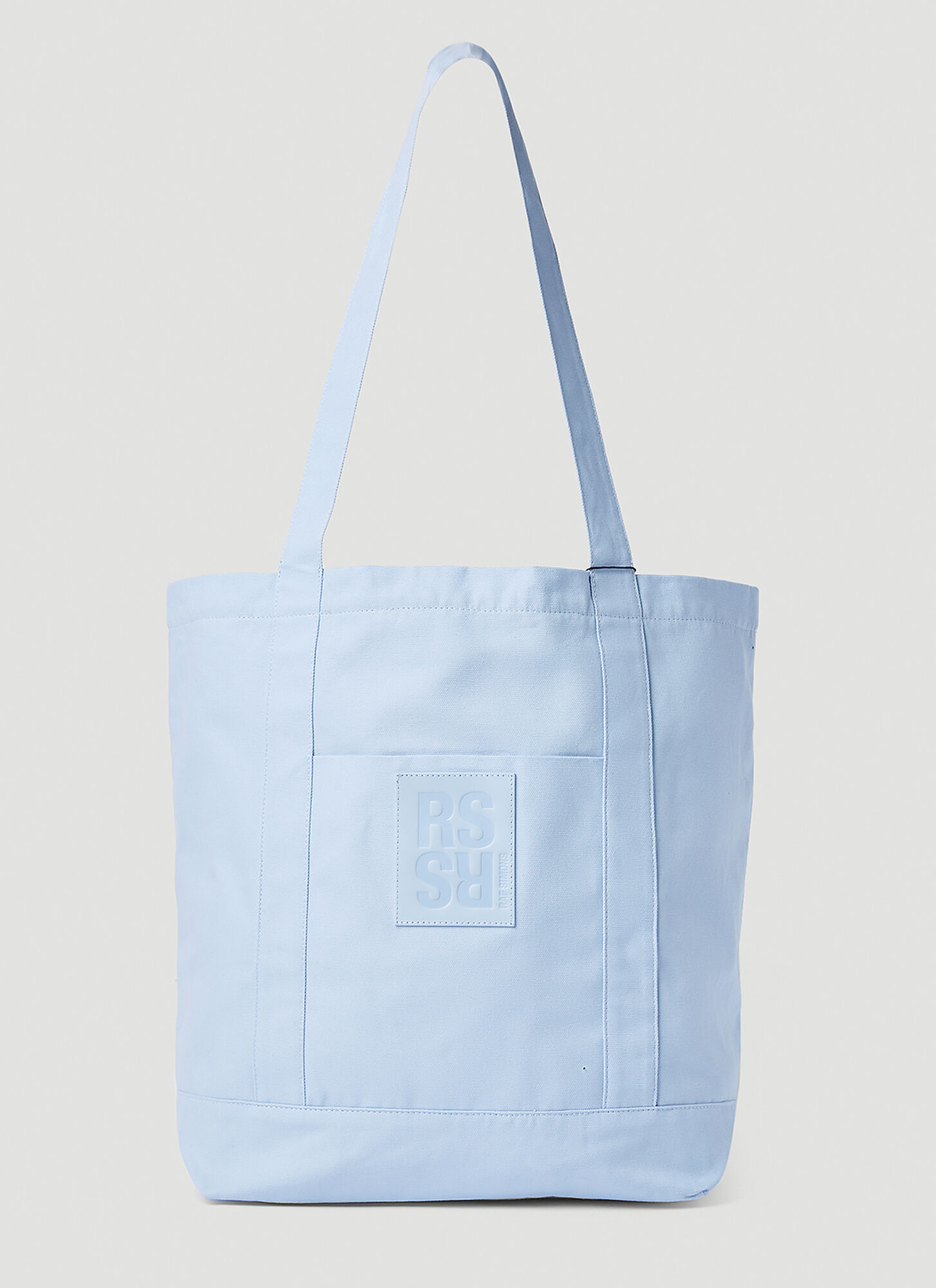 Raf Simons Blue Logo Patch Tote In Light Blue