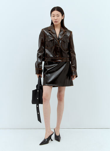 Sportmax 페이턴트 마감 울 미니스커트 브라운 spx0257008