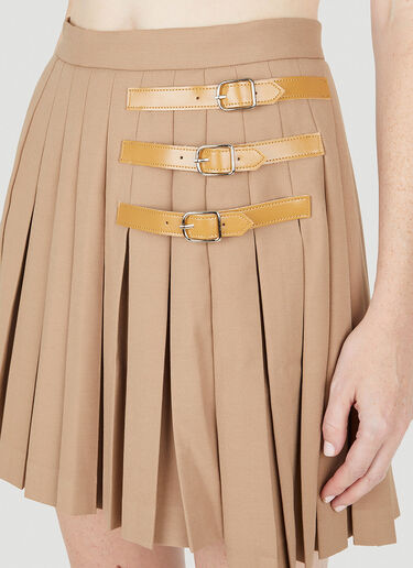Rokh Belt Straps Pleated Skirt Brown rok0250002