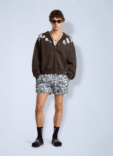 Palm Angels Big Neck Logo Zip Loose Hoodie Brown pma0166282