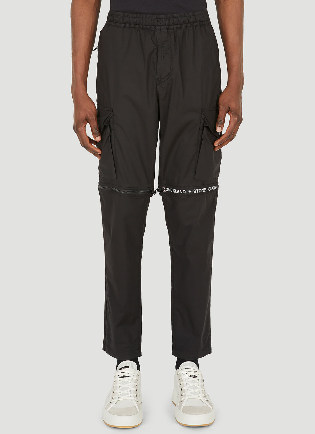 Stone Island Convertible Zip Knee Cargo Pants in Black LN CC