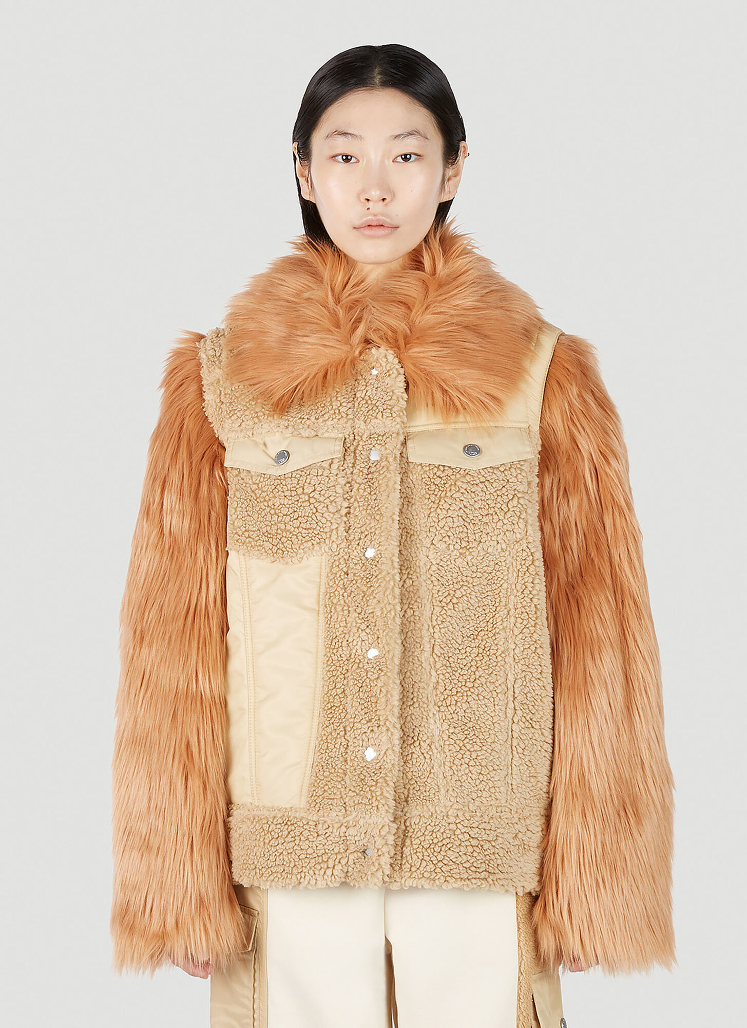 Ugg X Feng Chen Wang Faux-fur Sleeve Jacket Female Beige