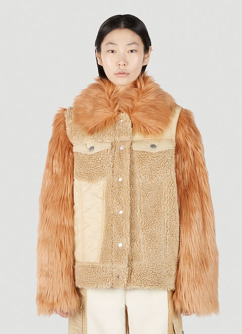 UGG x Feng Chen Wang Faux-Fur Sleeve Jacket Cream ufc0251004
