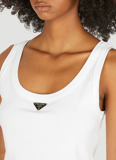 Prada Logo Plaque Tank Top White pra0250002