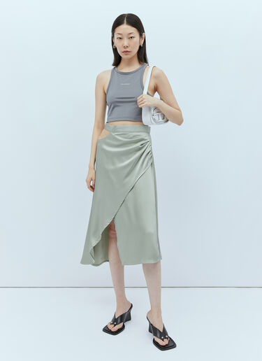 サテンスリットロングドレープスカート Han Kjøbenhavn サテンスリットロングドレープスカート グリーン han0253005