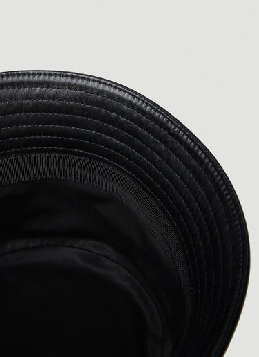 Prada Leather Logo Plaque Bucket Hat Black pra0153037