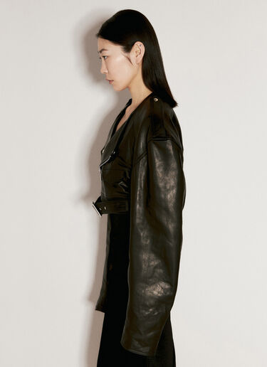 Rick Owens Leather Crop Biker Jacket Black ric0256001