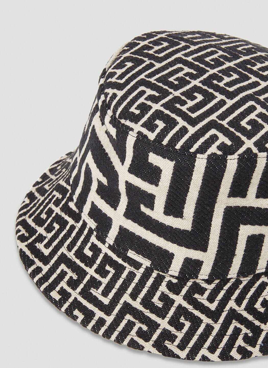 Balmain Men's' Mix Monogram Jacquard Bucket Hat in Black | LN-CC®