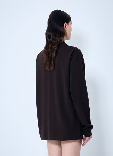 Miu Miu Long Sleeve Polo Shirt Brown miu0360005