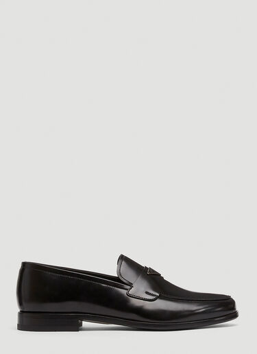 Prada Logo-Plaque Leather Loafers Black pra0141057