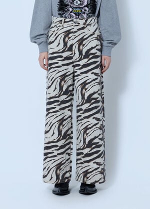 GANNI Print Denim Lari Jeans Beige gan0265013