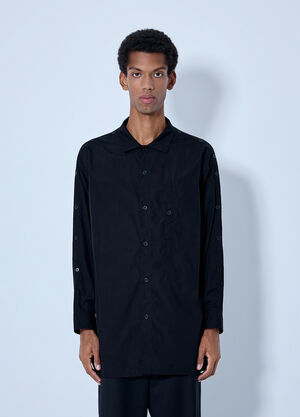 Yohji Yamamoto Open Collar Shoulder Slit Blouse Black yoy0165001