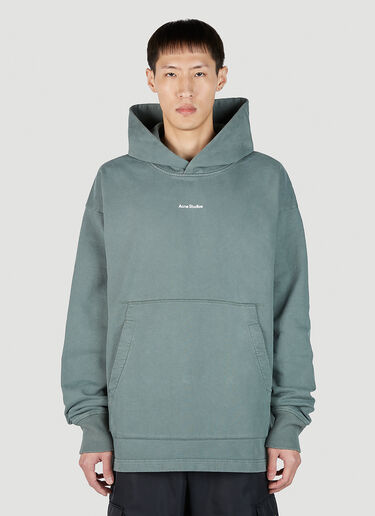 Acne Studios Logo Print Hooded Sweatshirt Green acn0152016