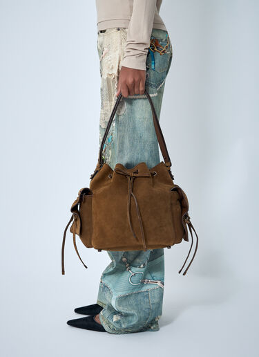 Acne Studios 麂皮多口袋桶包  棕色 acn0262004