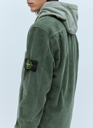 Stone Island Velvet Corduroy Compass Patch Overshirt Green sto0154038
