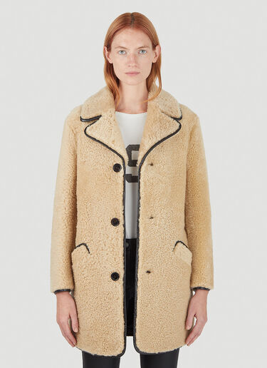 Saint Laurent Manteau Shearling Coat in Beige LN CC