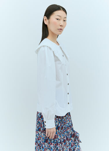 GANNI Frill Collar Shirt White gan0255002