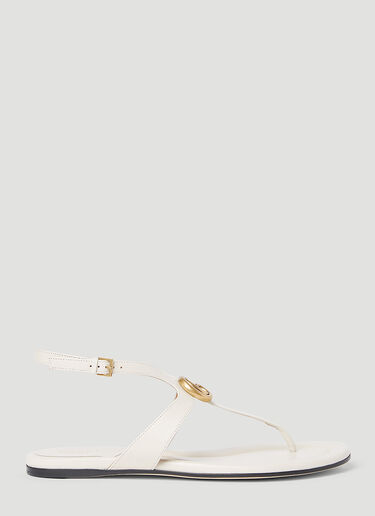 Gucci Double G Thong Leather Sandals White guc0253133