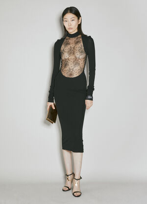 Dolce & Gabbana Chantilly Lace Insert Jersey Dress Black dol0254019