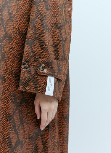 Rokh Double Layer Faux Snakeskin Embossed Coat Brown rok0254009