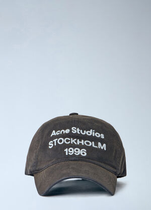 Acne Studios Washed Fabric Logo Baseball Cap Grey acn0165063