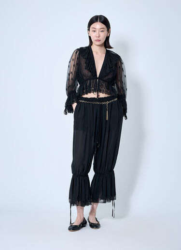 Chloé 자수 레이스 러플 탑  블랙 chl0260002