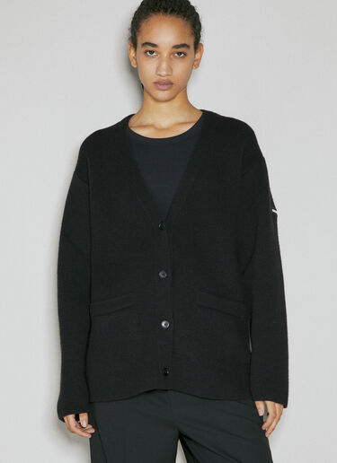 Balenciaga Logo Patch Wool Knit Cardigan Black bal0254011