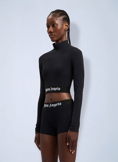 Palm Angels Classic Logo Long-Sleeved Mockneck Top Black pma0264248
