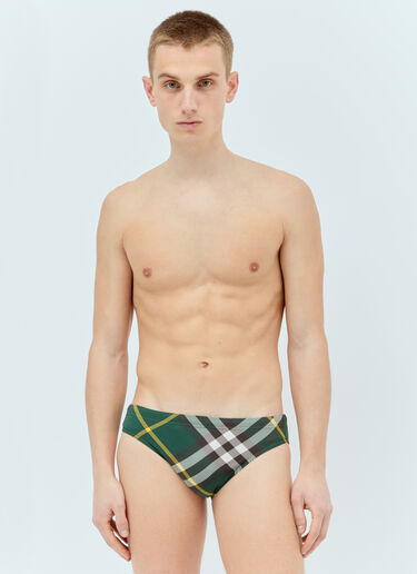 Burberry Check Swim Briefs Green bur0155037