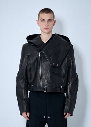 Rick Owens Hooded Leather Jacket Black ric0160009