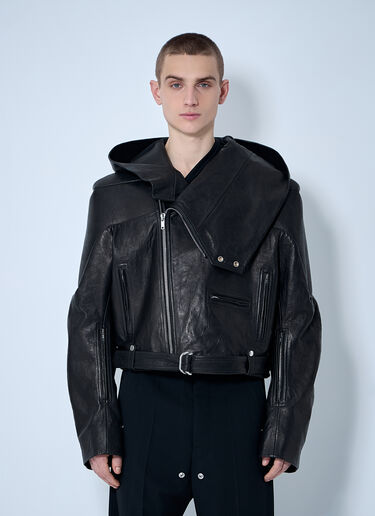 Rick Owens Hooded Leather Jacket Black ric0160009