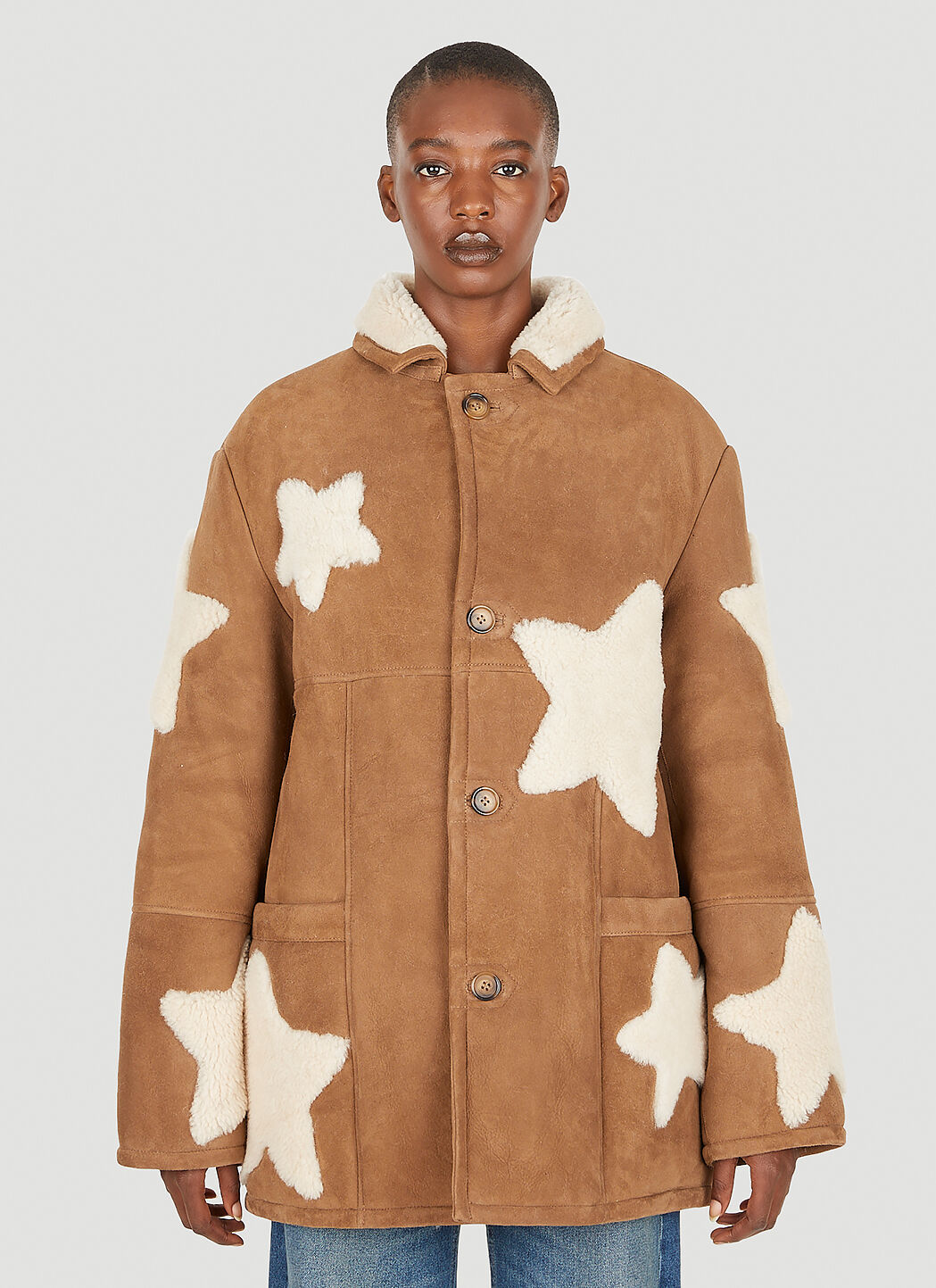 Sky High Farm Workwear Shearling Star Jacket in Brown LN CC