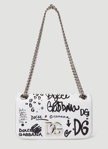 Dolce & Gabbana Logo Scribble Shoulder Bag White dol0250027