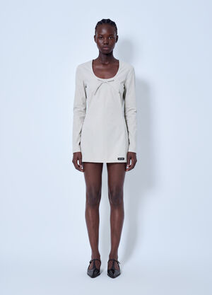 Miu Miu Stretch Poplin Mini Dress Cream miu0266056