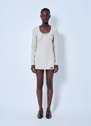 Miu Miu Stretch Poplin Mini Dress Cream miu0266056