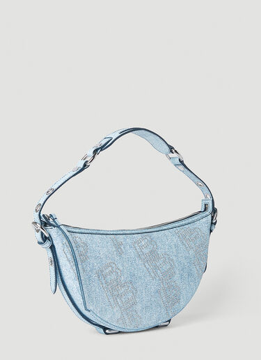 BY FAR Gib Studded Denim Print Shoulder Bag Light Blue byf0251004