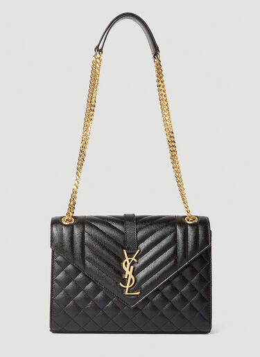 Saint Laurent Envelope Matelassé Medium Shoulder Bag Black sla0249153