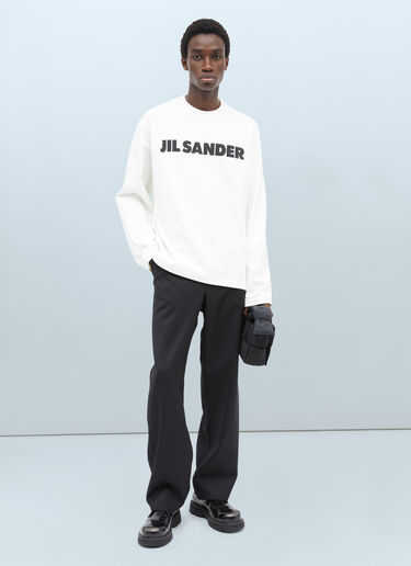 Jil Sander 徽标印花长袖 T 恤 白色 jil0155008