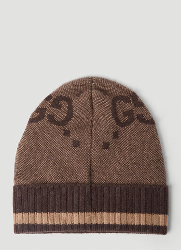 Gucci Logo Knit Beanie Hat Brown guc0351004