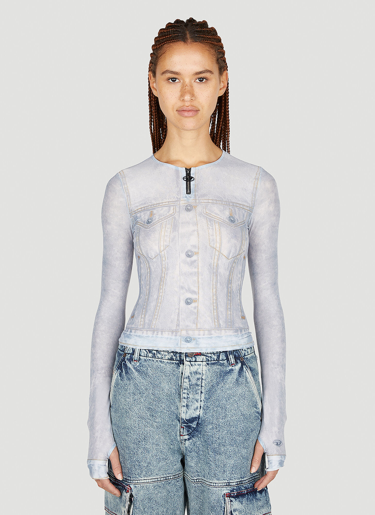 Diesel Blue T-clau Long Sleeve T-shirt In Blue