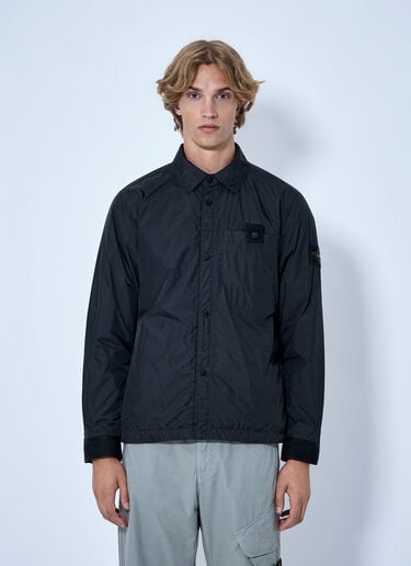LN-CC® - Stone Island: Button-Up Nylon Jacket - Black Stone Island Button-Up Nylon Jacket Black sto0165036