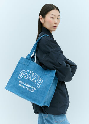 The Row Large Easy Denim Tote Bag Light Brown row0260028