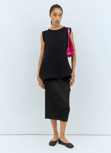Pleats Please Issey Miyake Bounce Knit Top Black plp0258015