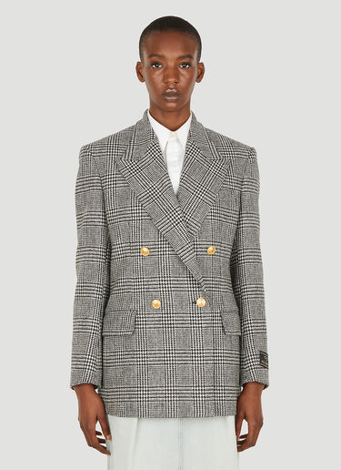 Gucci Double Breasted Houndstooth Blazer Grey guc0251042