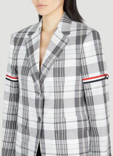 Thom Browne Plaid Single Breasted Blazer Grey thb0251003