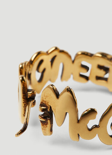 Alexander McQueen Graffitii Logo Hoop Earrings Gold amq0249097