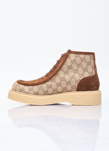 Gucci GG 帆布麂皮系带靴 米色 guc0155069