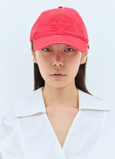 Logo Embroidery Baseball Cap GANNI Logo Embroidery Baseball Cap Red gan0257061