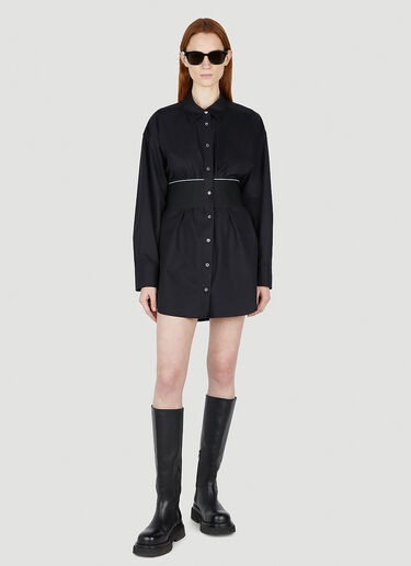 Alexander Wang Logo Waistband Shirt Dress Black awg0252005