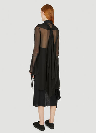 Yohji Yamamoto 타이 잠금 시어 셔츠 블랙 yoy0250001